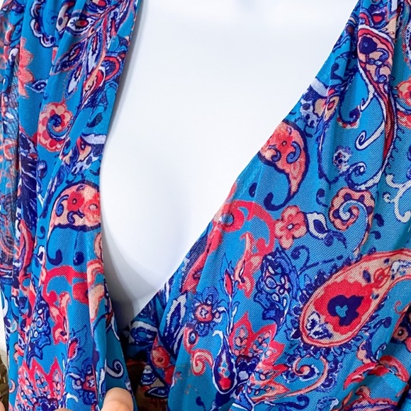 REBA Southern Sunset paisley blue midi wrap dress - Picture 3 of 8